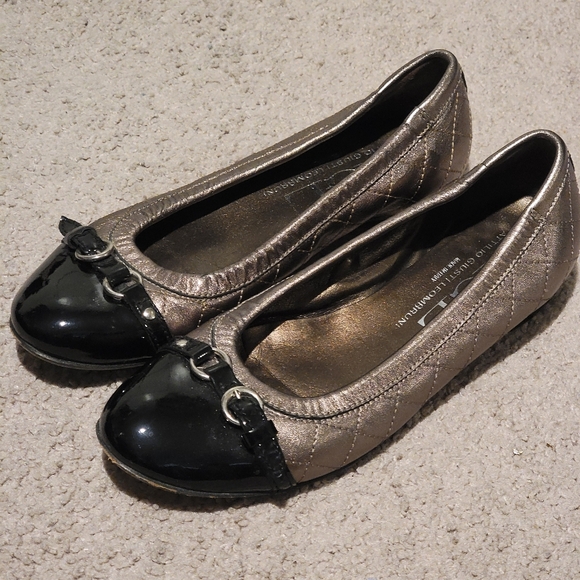 AGL Monika Quilted Ballet Flats Bronze Black Size 38 US Size 8 - Picture 1 of 7